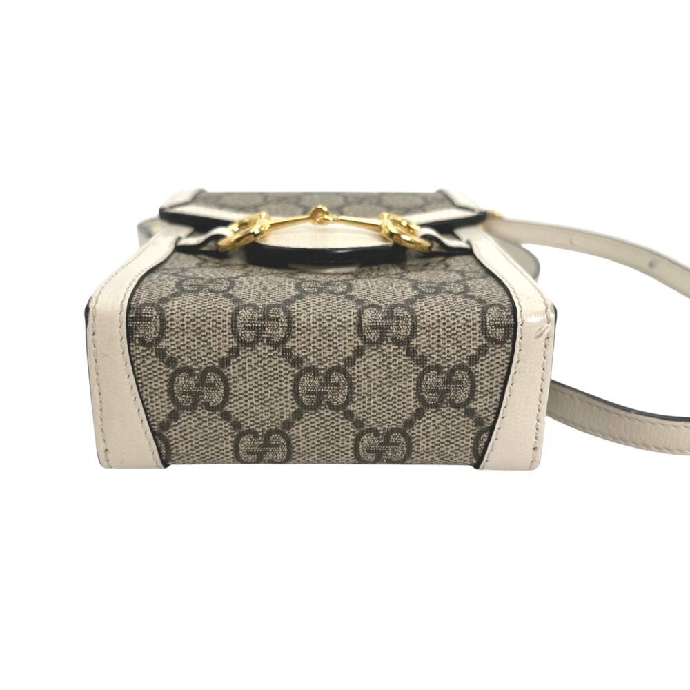 GUCCI Cream Canvas Horsebit Shoulder Bag - Picture 5 of 10